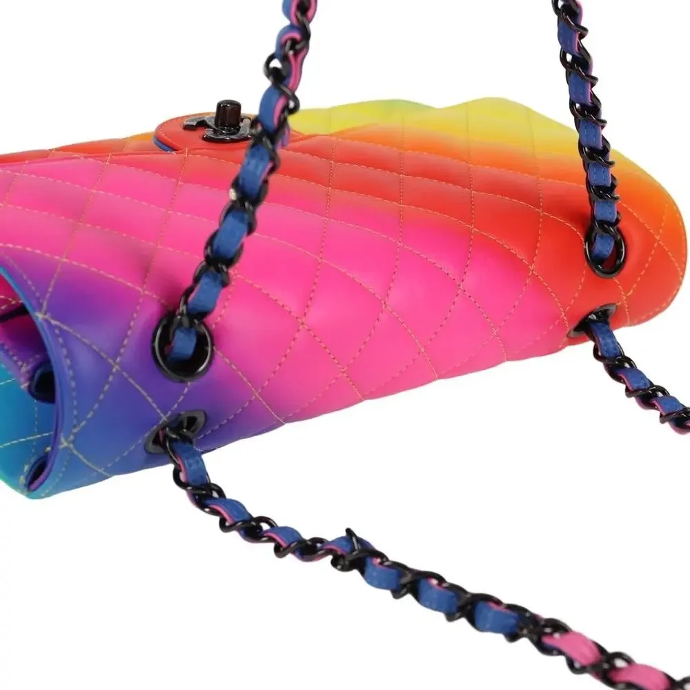 Chanel Matelasse Lambskin Chain Shoulder Bag Rainbow CC